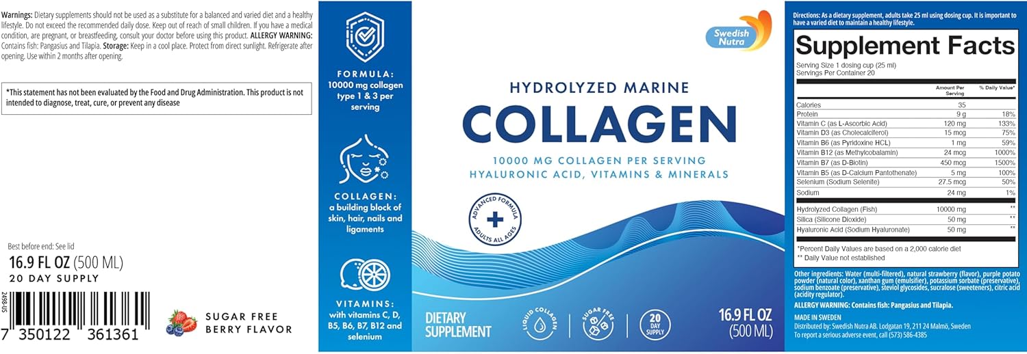 premium-hydrolyzed-marine-collagen-liquid-supplement---10000mg---500ml---20-day-supply---hyaluronic-acid-biotin-vitamin-c---hair-skin-nails-joints---sugar-free---swedish-nutra-7