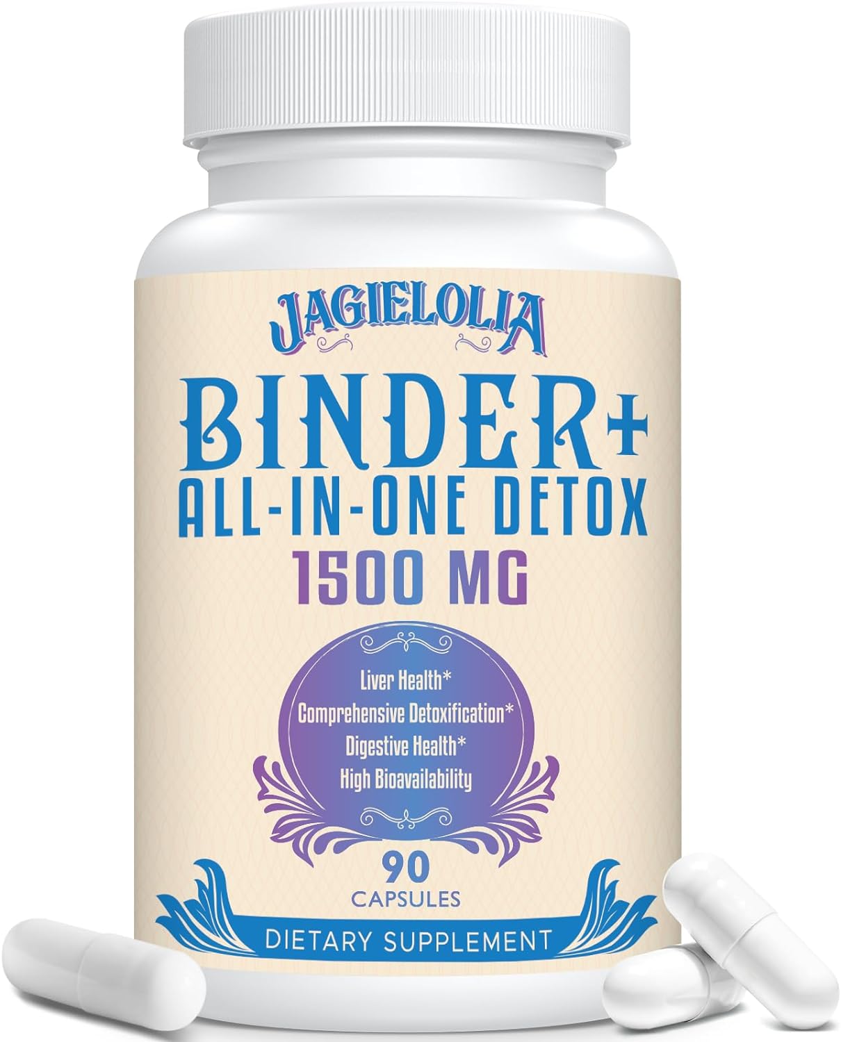 Detox Binder Supplement 1500 MG - High Bioavailability for Liver & Gut Cleanse - Activated Charcoal, Zeolite & Bentonite Clay - 90 Vegan Capsules - Espot.com.au