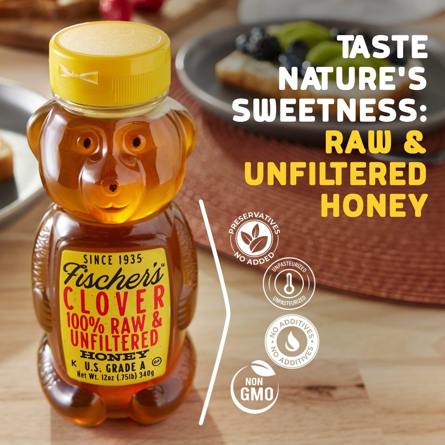 fischers-100-clover-honey-12-oz-squeezable-bear-bottle---pure-raw-unfiltered-honey---gluten-free-non-gmo-all-natural-sweetener-3