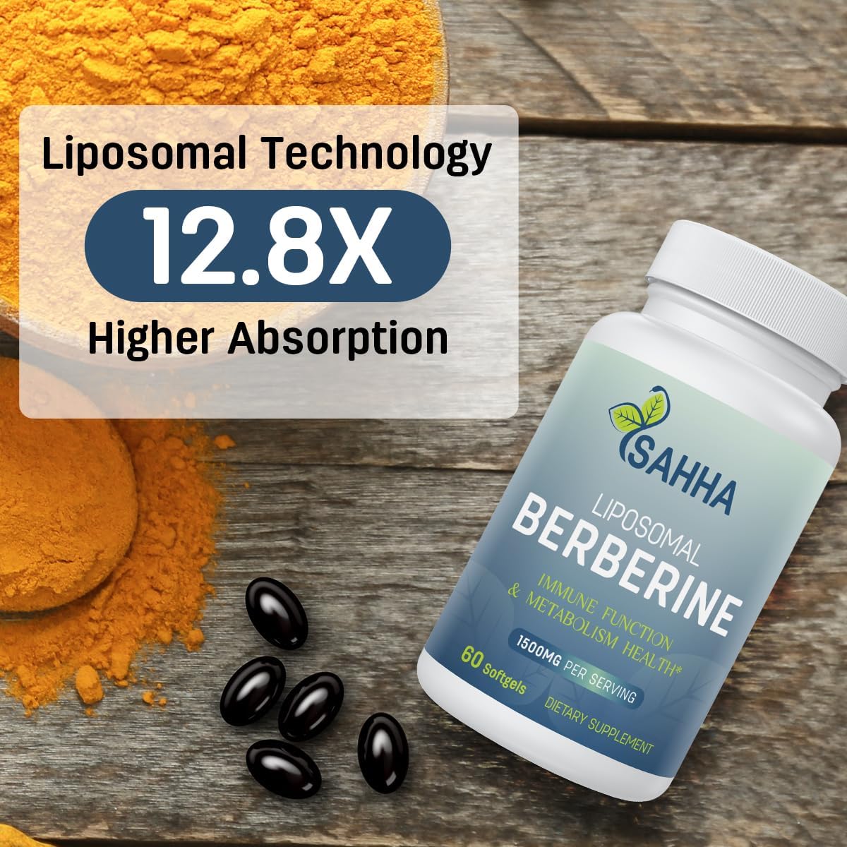 High Absorption Berberine HCL Supplement 1500mg - Liposomal Capsules for Immune & Metabolism Support - AMPK Activator - 120 Softgels - Espot.com.au