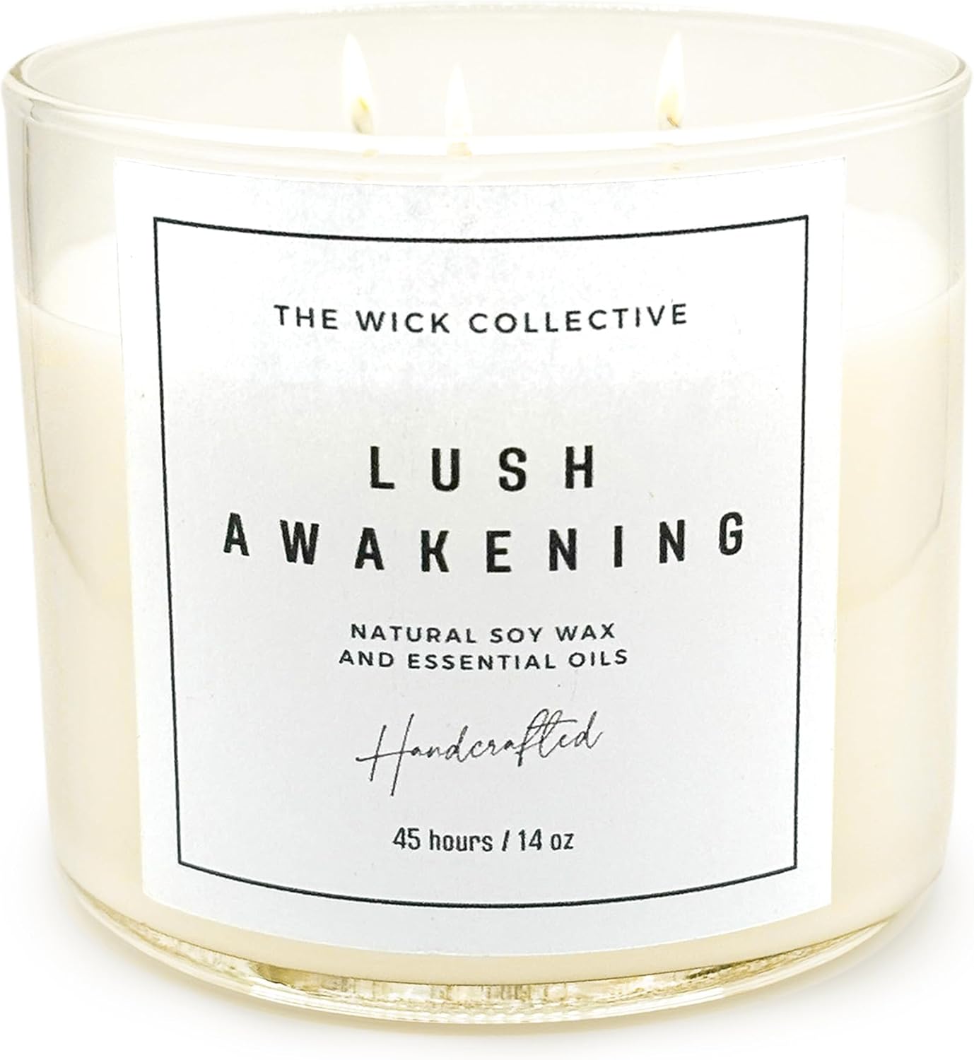 The Wick Collective Eucalyptus Mint 3-Wick Soy Candle - 14 oz Eco-Friendly Candle with Essential Oils - Long-Lasting 45-Hour Burn Time - Scented Candle in Glass Jar - Espot.com.au