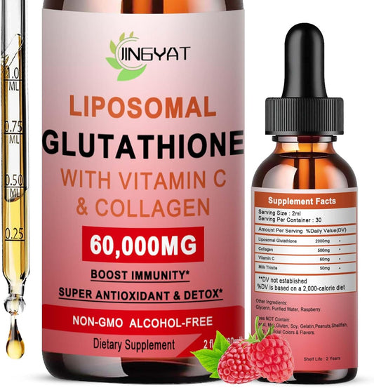 Liposomal Glutathione Liquid Drops with Vitamin C, Collagen, Milk Thistle - Non-GMO Antioxidant Supplement for Immune System, Aging Defense, Detox - High Absorption & Alcohol-Free - Espot.com.au