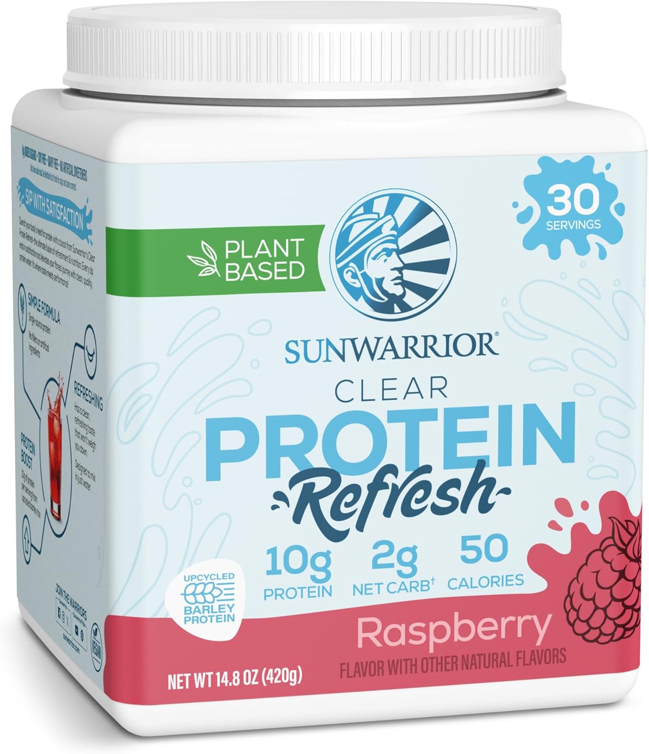 sunwarrior-clear-protein-water-mix---raspberry-flavored-vegan-plant-based-protein-powder-additive-for-refreshing-hydration-10g-protein-per-serving-420g-tub-30-servings-clear-protein-refresh-1