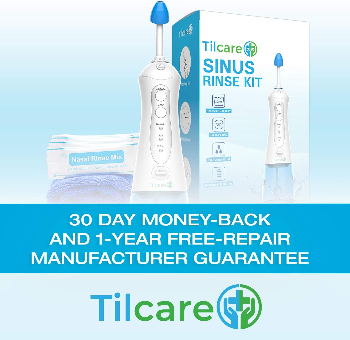 tilcare-electric-neti-pot-for-sinus-allergy-relief---nasal-irrigation-system-with-towel-and-30-salt-packs---cleanse-stuffy-nose-6