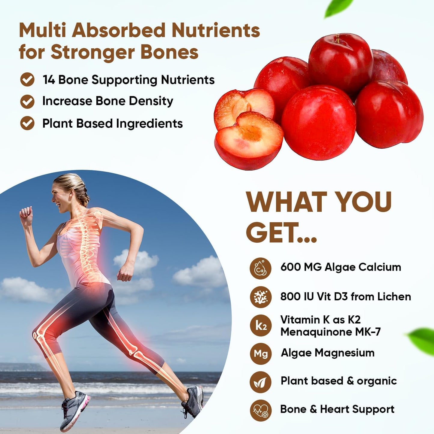Plant-Based Vegan Calcium Gummies with K2, D3, Magnesium, and 13 Trace Minerals for Bone Density Support | B12 & Heart Complex | 60 ct. - Espot.com.au