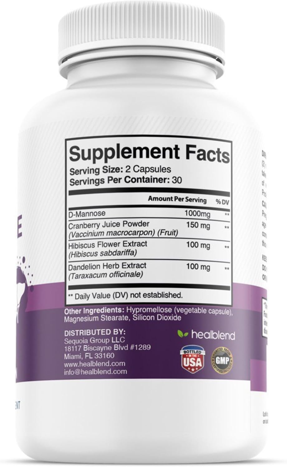D-Mannose Capsules with Cranberry Juice Powder, Hibiscus, Dandelion Extracts - 30 Day Supply for Urinary Tract Health - Espot.com.au