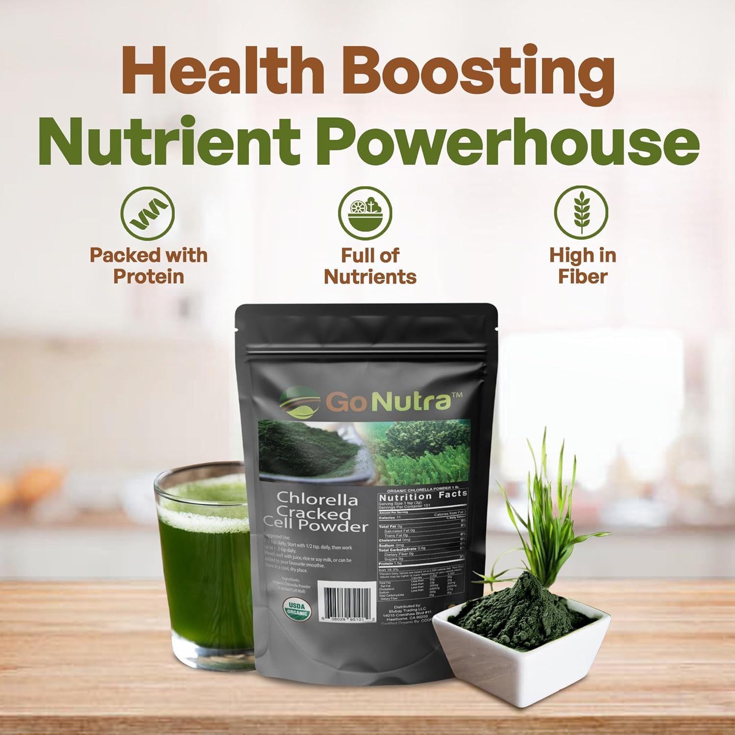Chlorella Greens Superfood Powder - Pure Green Powder with Vitamins, Minerals, Antioxidants, Non-GMO, Vegan, 16 oz - Espot.com.au