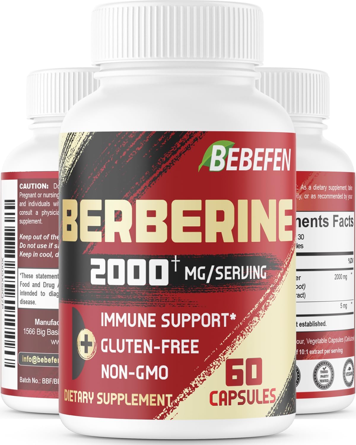 BEBEFEN Berberine HCL Supplement 2000mg - Boosts Immunity & Heart Health - Non GMO, Gluten Free - Supports Cardiovascular System - Espot.com.au