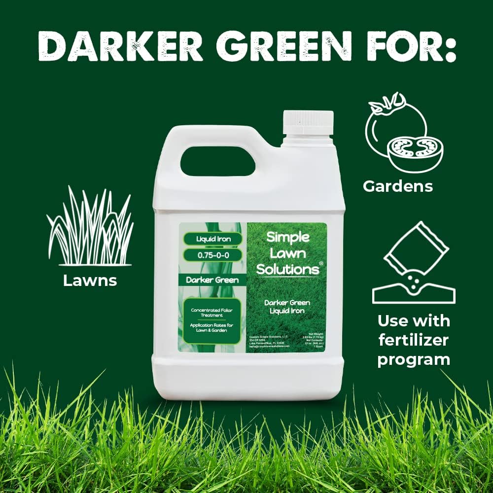Liquid Iron Fertilizer for Darker Green Lawns - Chelated Micronutrients - Concentrated Green Booster for Turf Grass, Indoor Plants, and Gardens - 32 Ounce - Espot.com.au