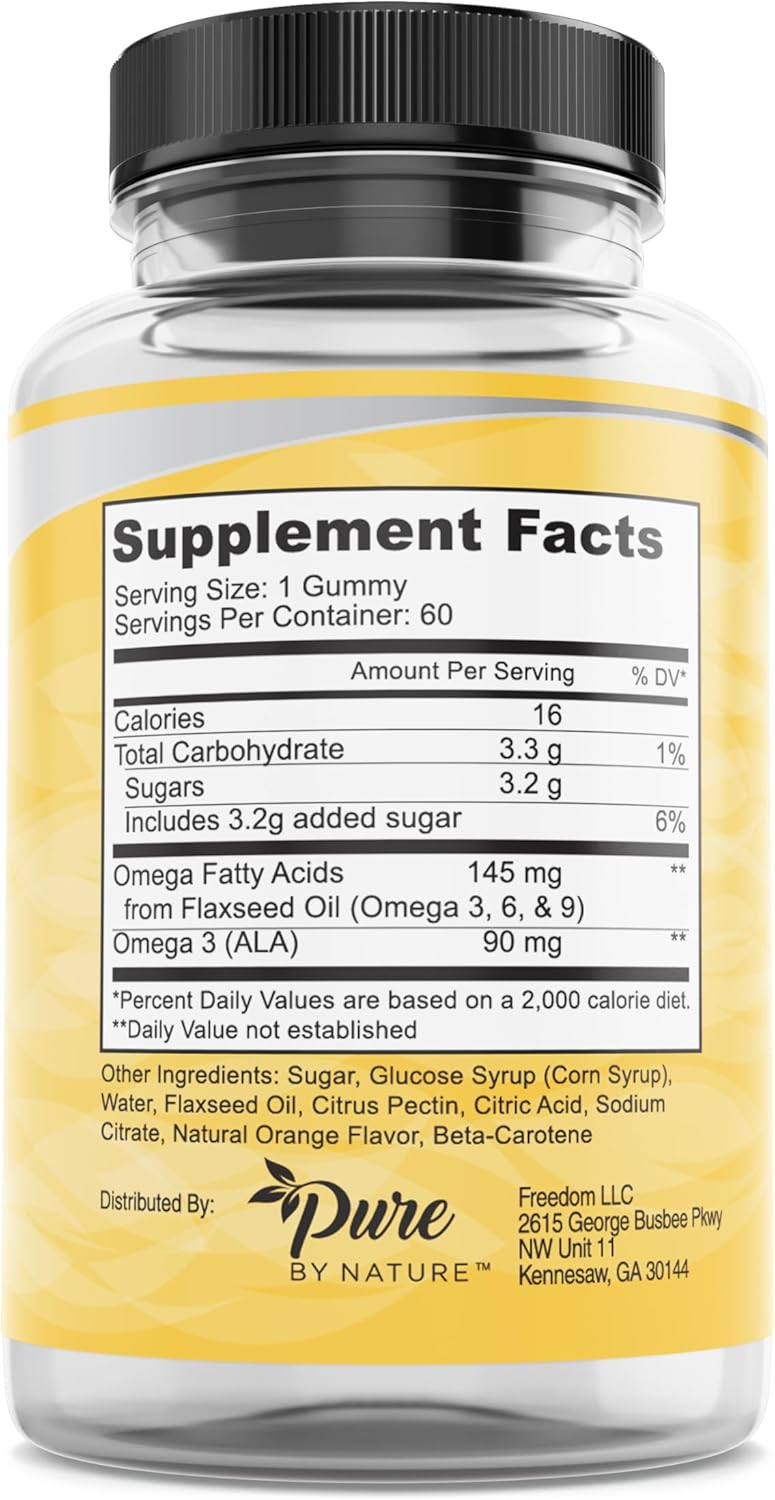 Omega 3 Gummies for Adults & Kids with Omega 3 6 9, Circulatory Support, No Fish Oil, Orange Flavor, 60-Day Supply - Espot.com.au