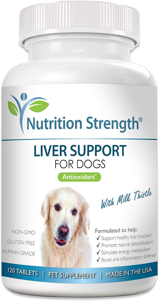 Liver Support for Dogs with Milk Thistle, Dandelion Root, Nettle Root & Coenzyme Q10 - 120 Chewable Tablets for Natural Detoxification - Espot.com.au