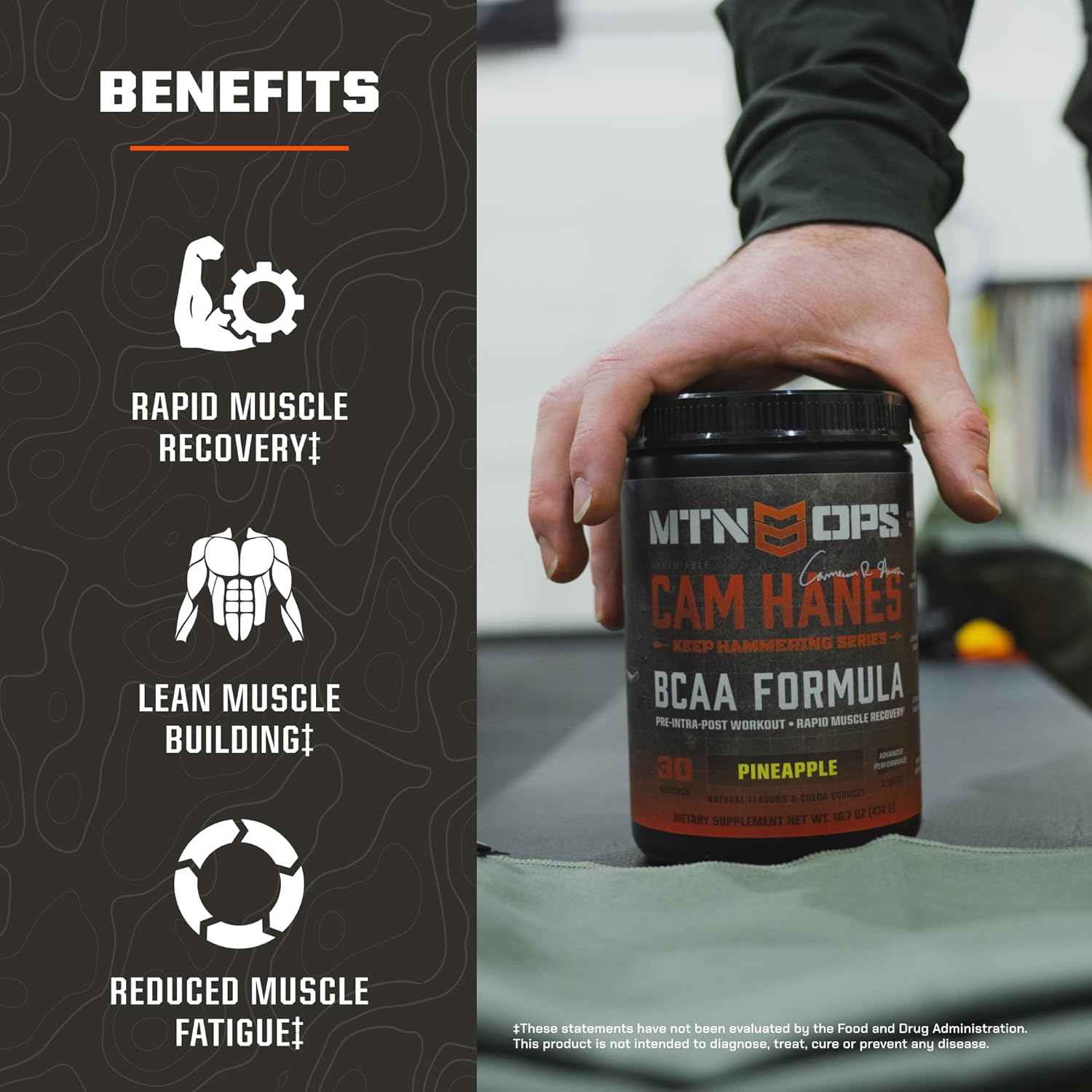 mtn-ops-bcaa-powder-30-serving-tub-tropical-punch-flavor---cameron-hanes-keep-hammering-series---amino-acids-supplement-for-muscle-recovery-repair-3