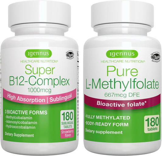 igennus-super-b12-complex-with-folate-vegan-bundle---high-absorption-sublingual-vitamin-b12-1000mcg-pure-folate-400mcg---methylcobalamin-adenosylcobalamin-hydroxocobalamin-optimized-l-methylfolate-1