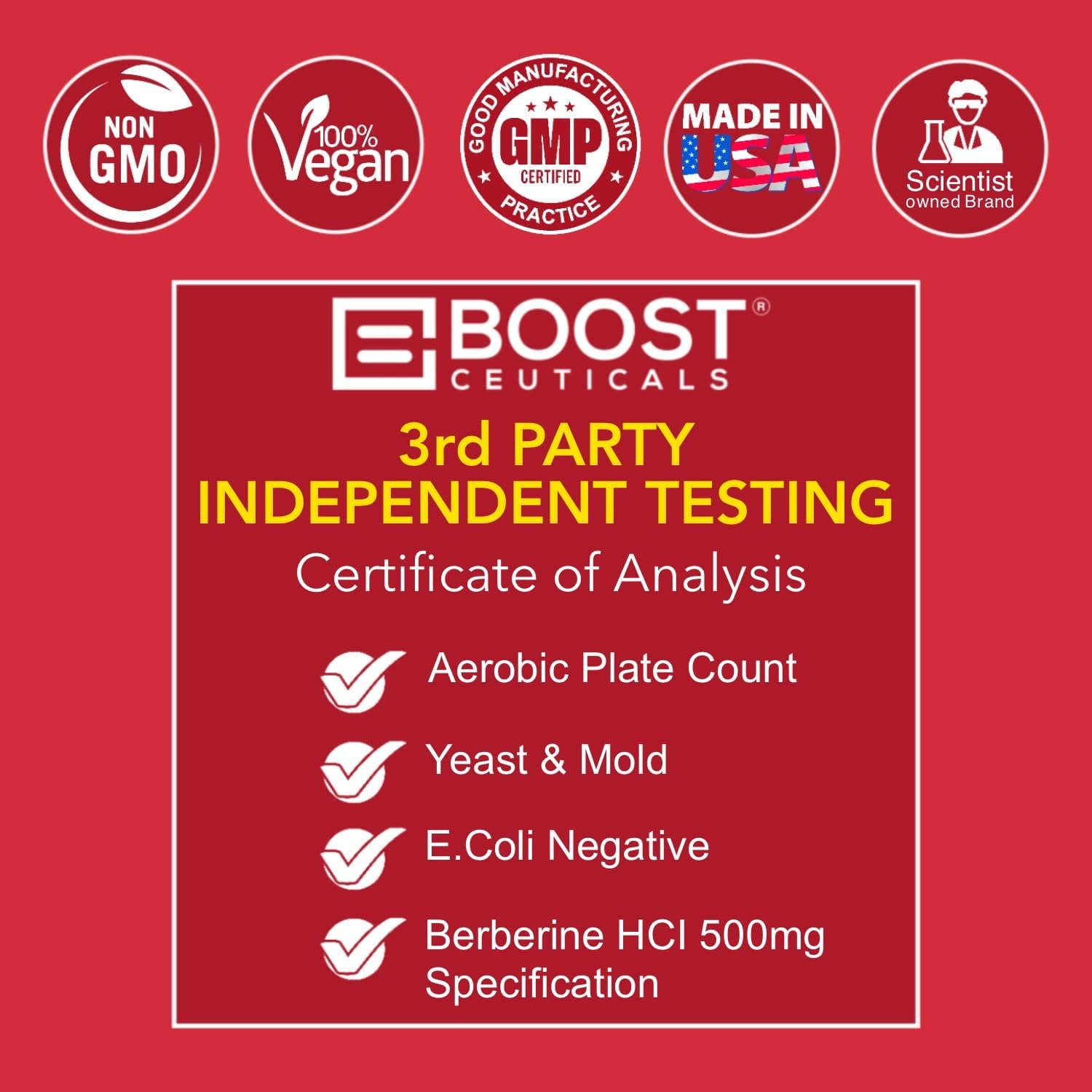 Premium Vegan Berberine Hcl 500mg Capsules - Non GMO Gluten Free Supplement - BoostCeuticals Pure Berberine 500mg - 90 Capsules - Espot.com.au