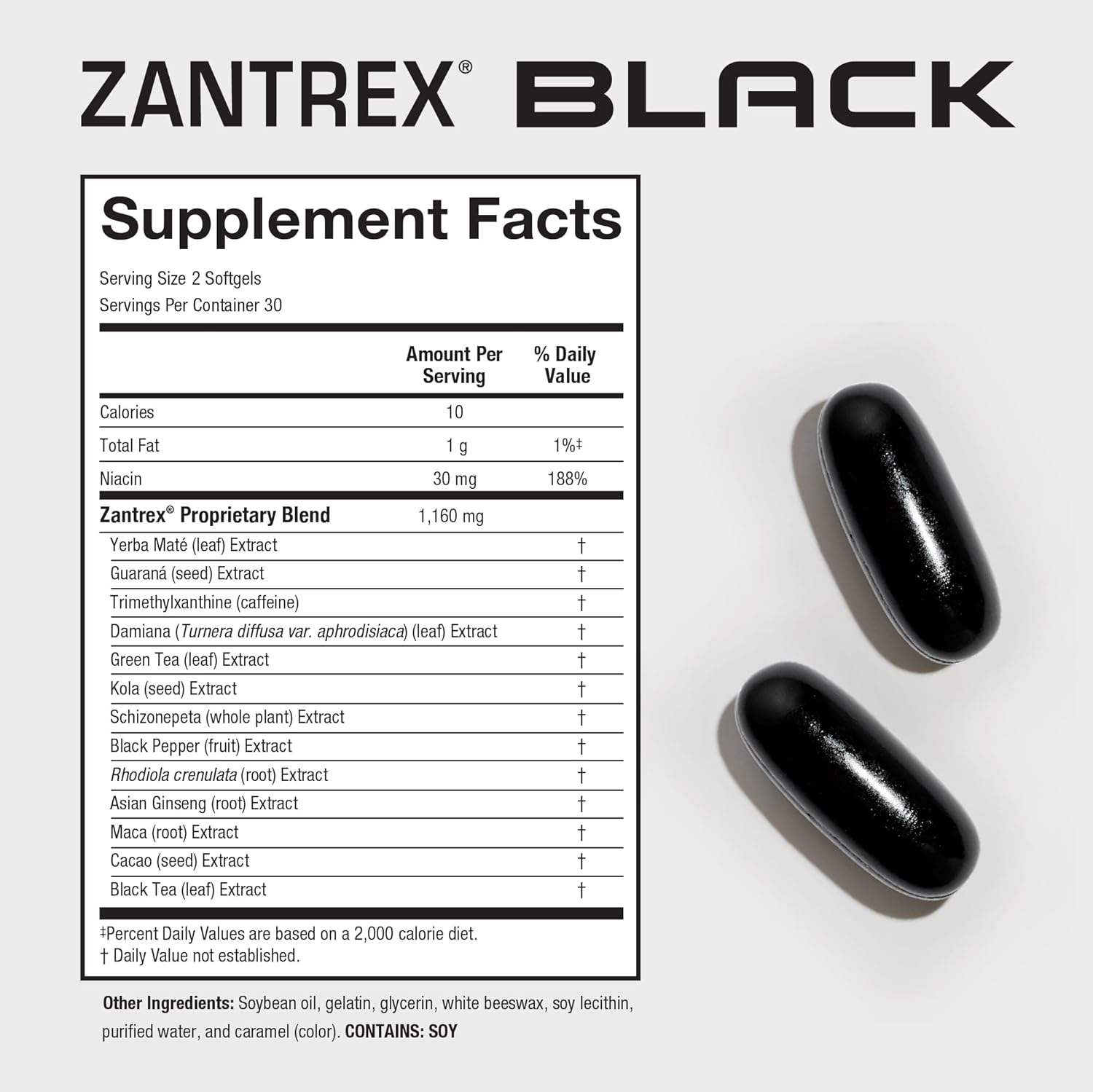 Energy-Boosting Supplement with Natural Caffeine and Herbal Ingredients - Zantrex Black Softgels for Metabolism and Craving Control - Espot.com.au