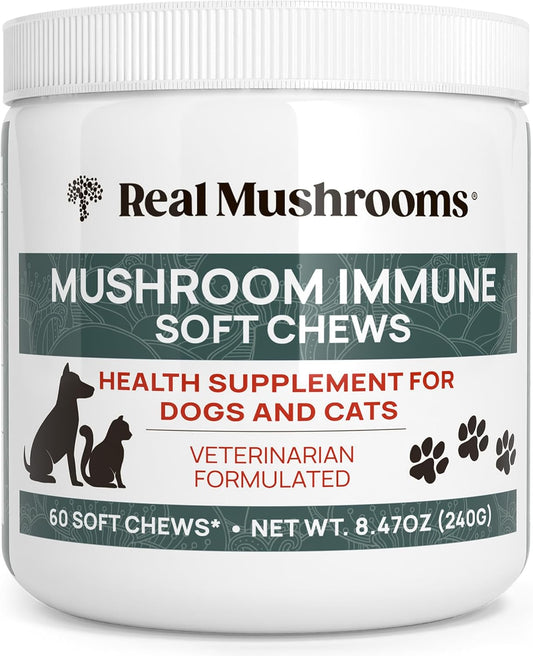 real-mushrooms-immune-support-pet-chews---60-ct-dog-treats-with-ashwagandha-astragalus-blueberry-olive-leaf-acerola---gut-health-for-cats-dogs-1