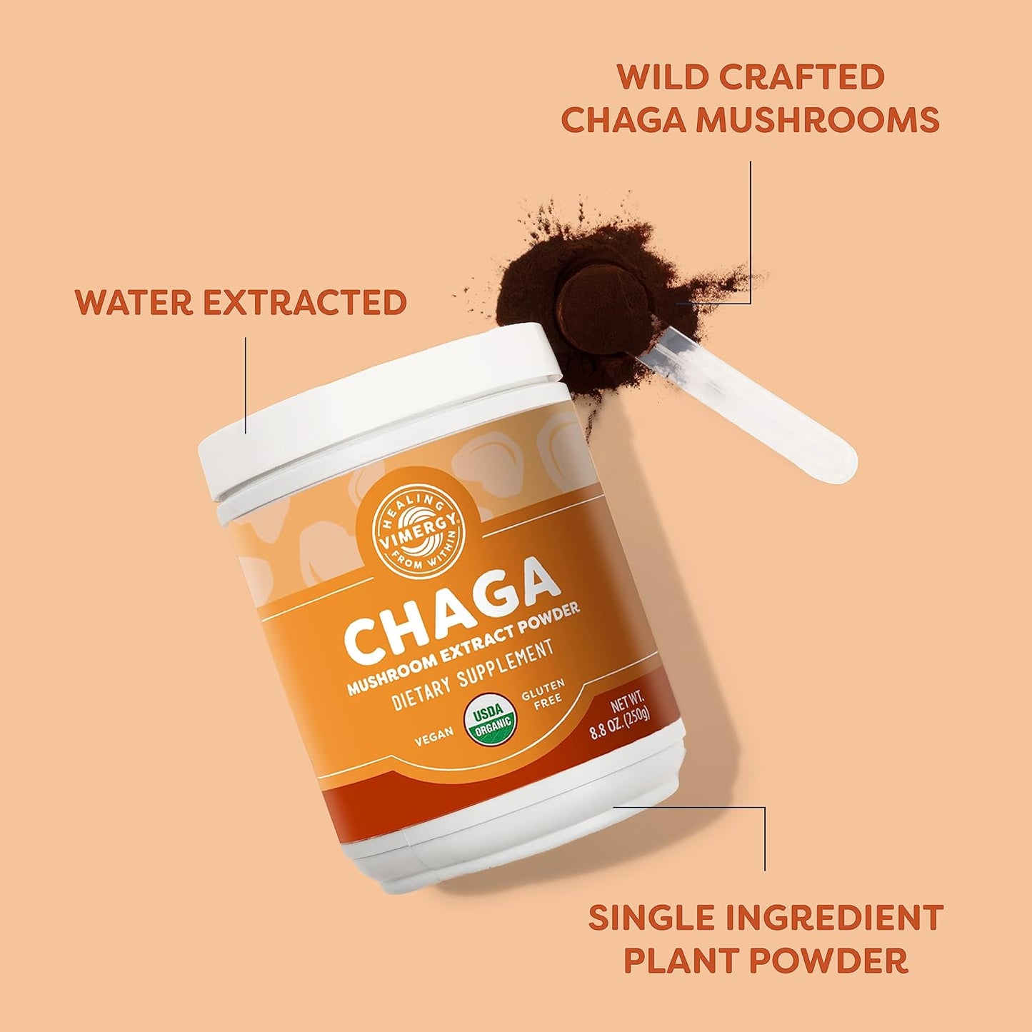 organic-wild-chaga-mushroom-extract-powder---166-servings---cardiovascular-support---kosher-vegan-gluten-free---pure-chaga-no-fillers---ideal-for-tea-coffee-smoothies-250g-3