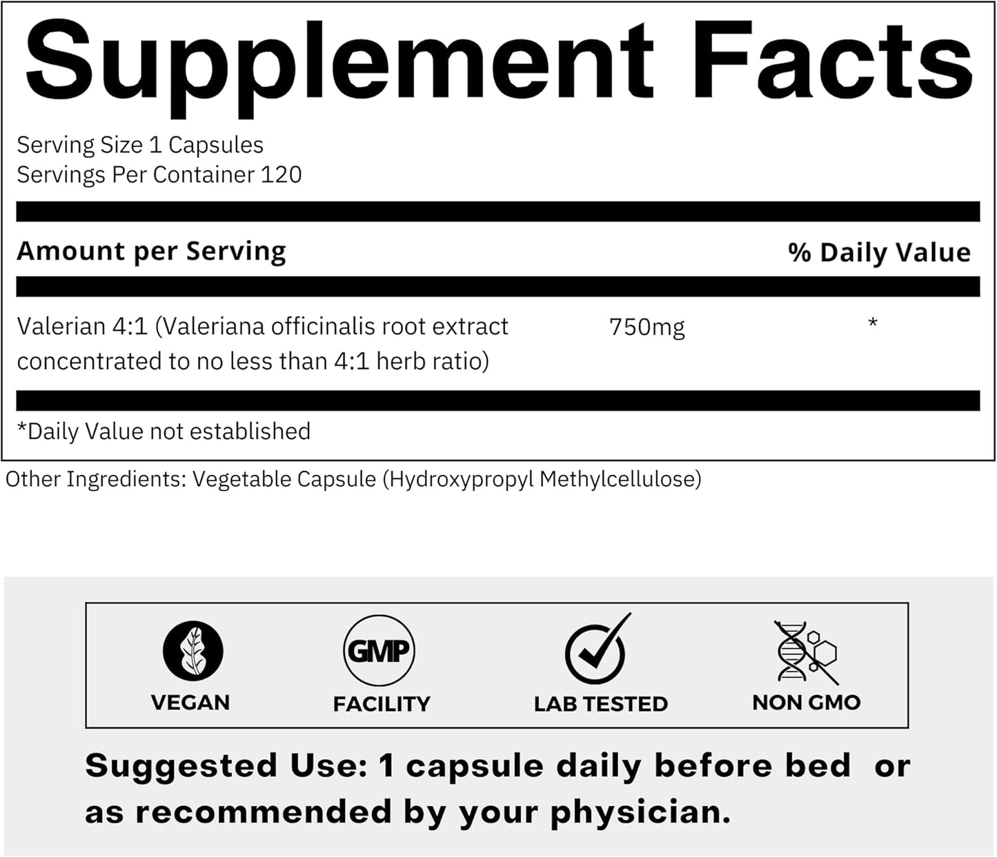4X Concentrated Valerian Root Extract Capsules - 750mg - Pure & Potent Relaxation Supplement - Gluten Free - Non-GMO - 120 Caps - Espot.com.au