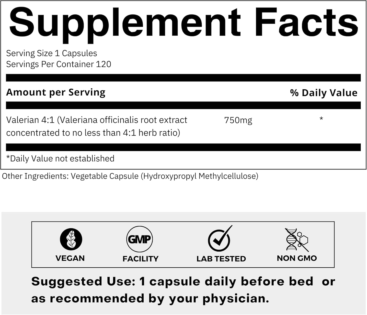 4X Concentrated Valerian Root Extract Capsules - 750mg - Pure & Potent Relaxation Supplement - Gluten Free - Non-GMO - 120 Caps - Espot.com.au