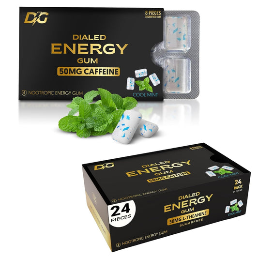 dialed-energy-caffeine-gum---24pc-pack-with-50mg-caffeine-l-theanine-taurine-vitamins-b6-b12---sugar-free-nootropic-energy-xylitol-gum-in-cool-mint-flavor-1