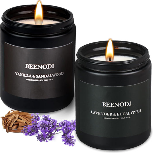 beenodi-2-pack-large-scented-candles-for-men---lavender-eucalyptus-vanilla-sandalwood---stress-relief-gift---75-oz-each---home-fragrance-candle-set-1