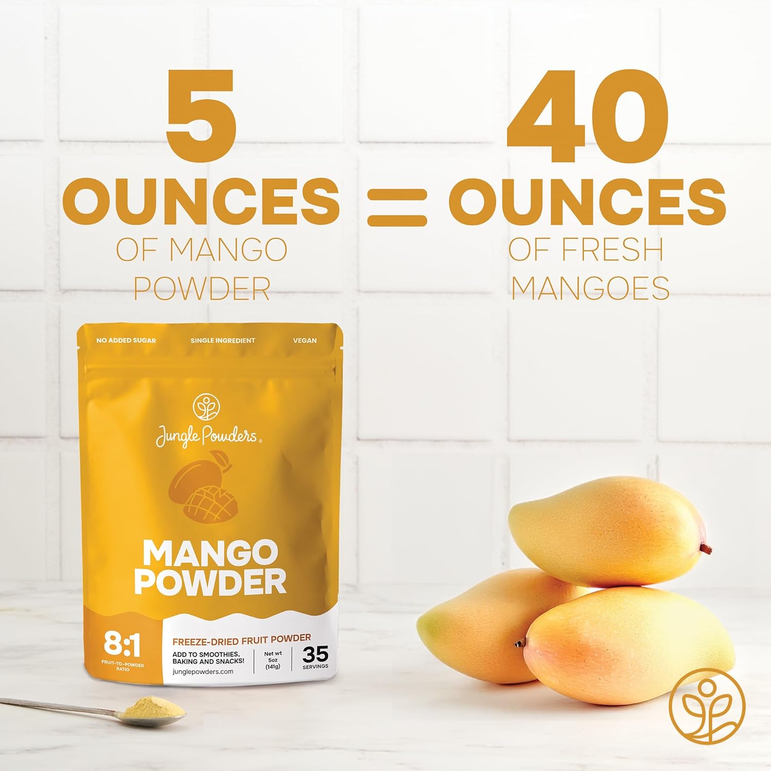 5oz Jungle Powders Freeze Dried Mango Powder - No Sugar Added Mango Extract for Baking, Smoothies, and Juices - Espot.com.au