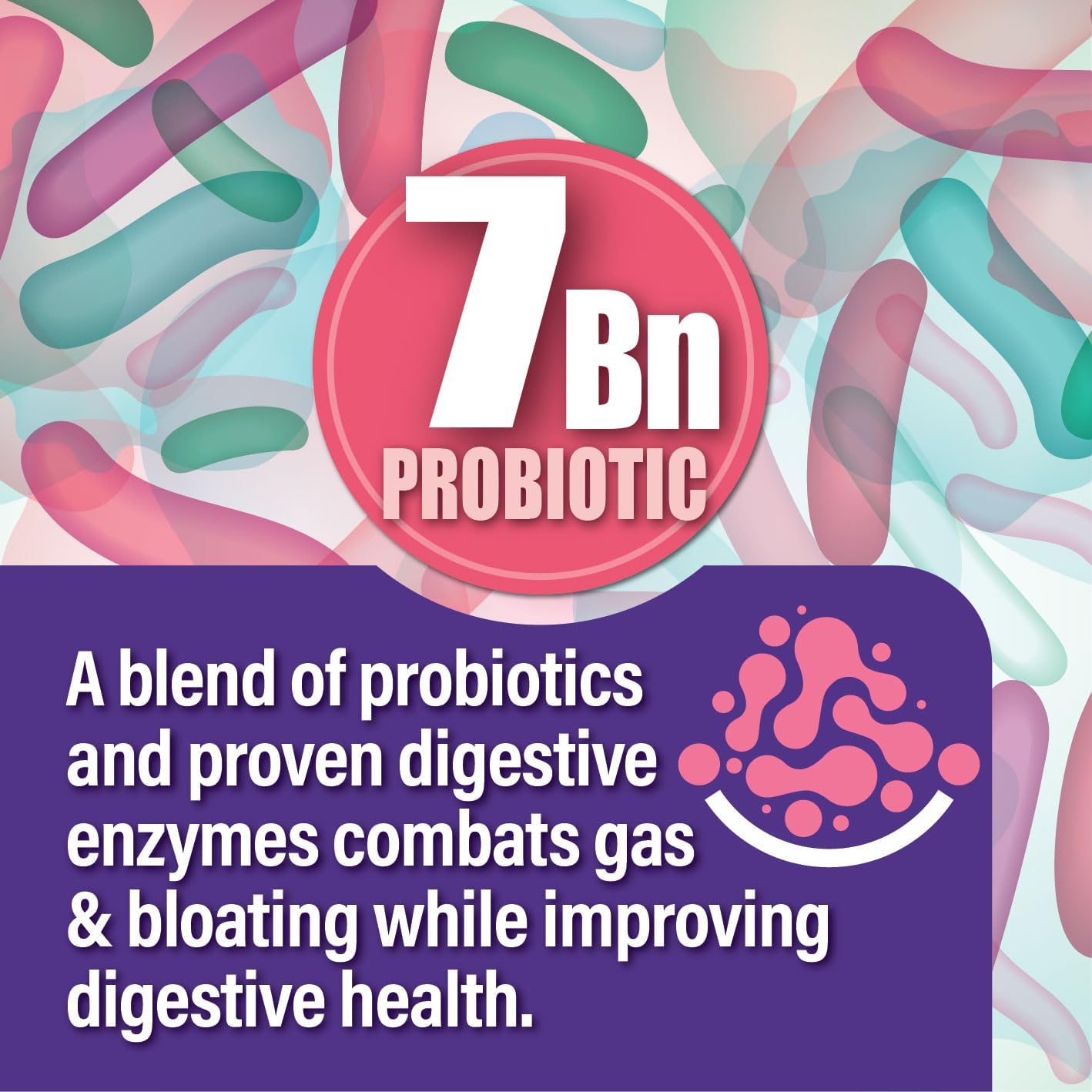 Chewable Probiotics for Gas & Bloating Relief - 7 Billion CFU Daily Digestive Enzymes for Men & Women - Supports Digestion & Gut Health - Espot.com.au