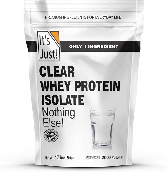Clear Whey Isolate Protein Powder - 17.6oz (500g) WPI-90, Zero Carb, 20 Servings, No Added Flavors, Ultra Premium Danish Product with Naturally Sour Taste - Espot.com.au