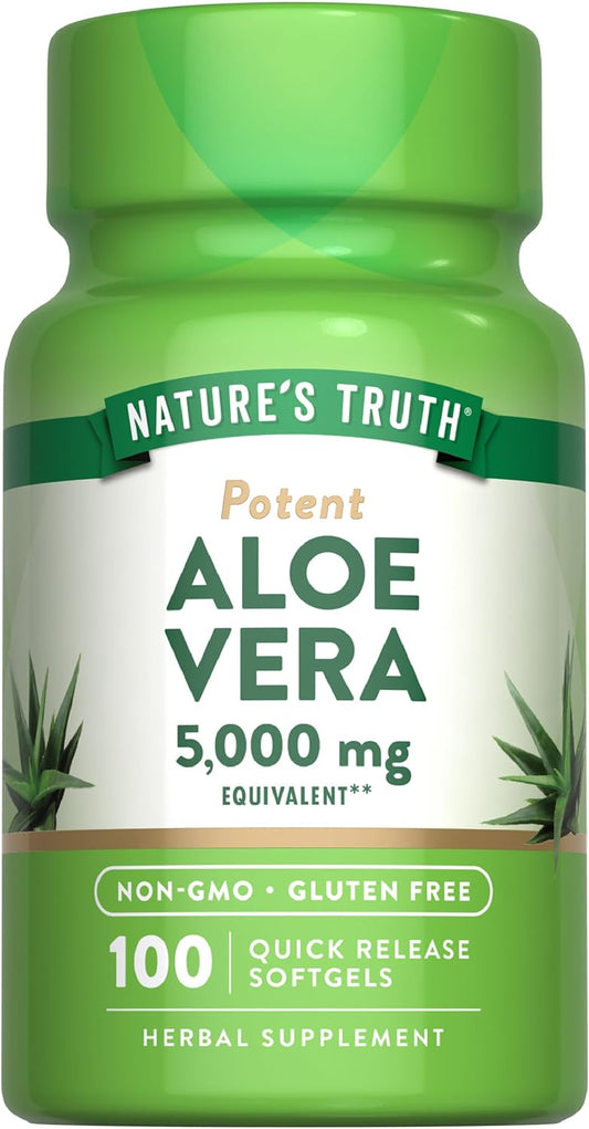 Aloe Vera Softgels - 5000mg, 100 Count | Non-GMO & Gluten Free Supplement by Nature's Truth - Espot.com.au