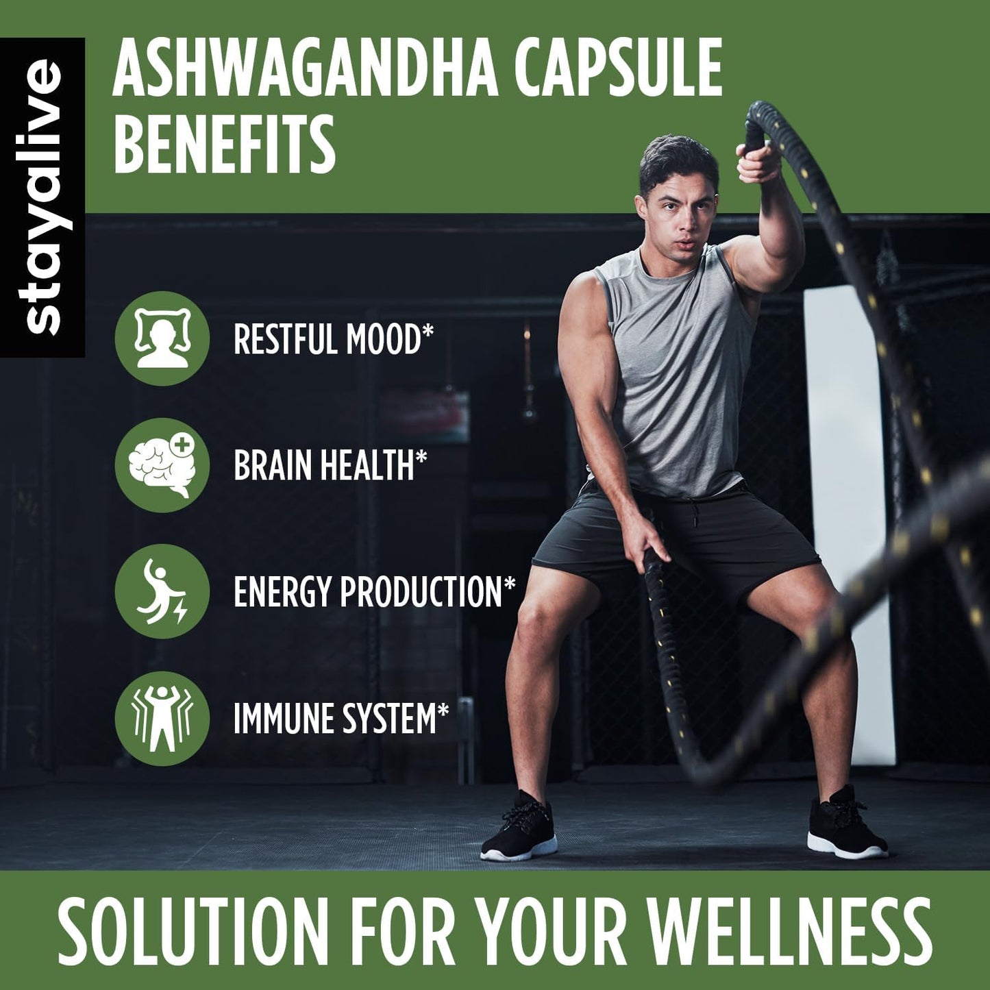 StayAlive Ashwagandha Capsules - 910mg Extra Strength with Black Pepper Extract, 120 Count - Stress, Mood, Energy Support - Non-GMO & Gluten Free - Espot.com.au