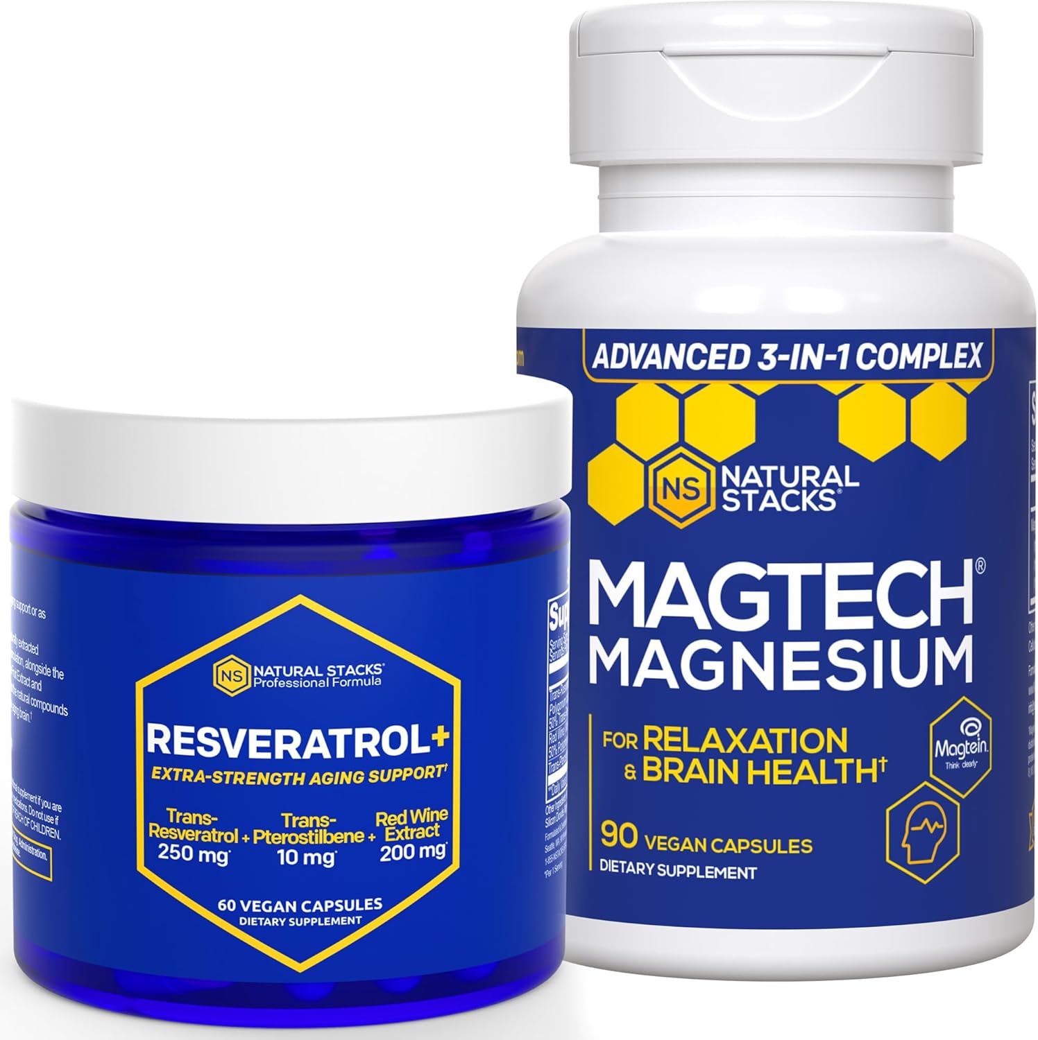 Magtech Magnesium and Resveratrol Supplement Bundle for Relaxation & Brain Health - 150 Capsules - Espot.com.au