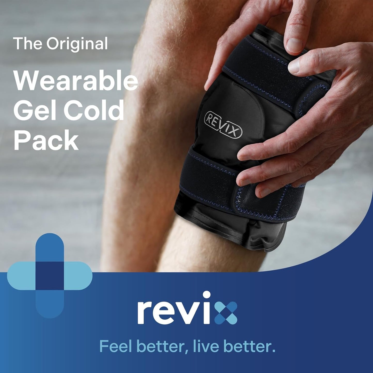 REVIX Reusable Knee Ice Pack Wrap for Muscle Ache - Cold Compress Therapy for Knee Discomfort, Post-Workout Recovery - Soft Plush Lining - Black - Espot.com.au