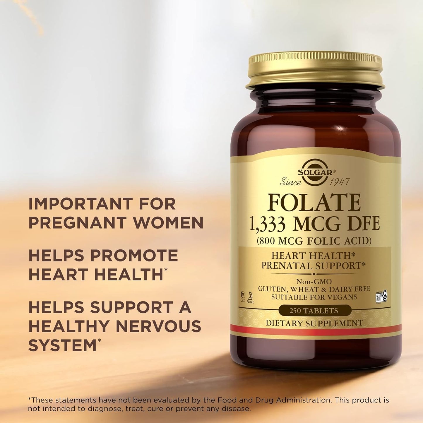 solgar-folate-1333-mcg-dfe-250-tablets-x-2---heart-prenatal-health---non-gmo-vegan-gluten-dairy-free-kosher---500-servings-5