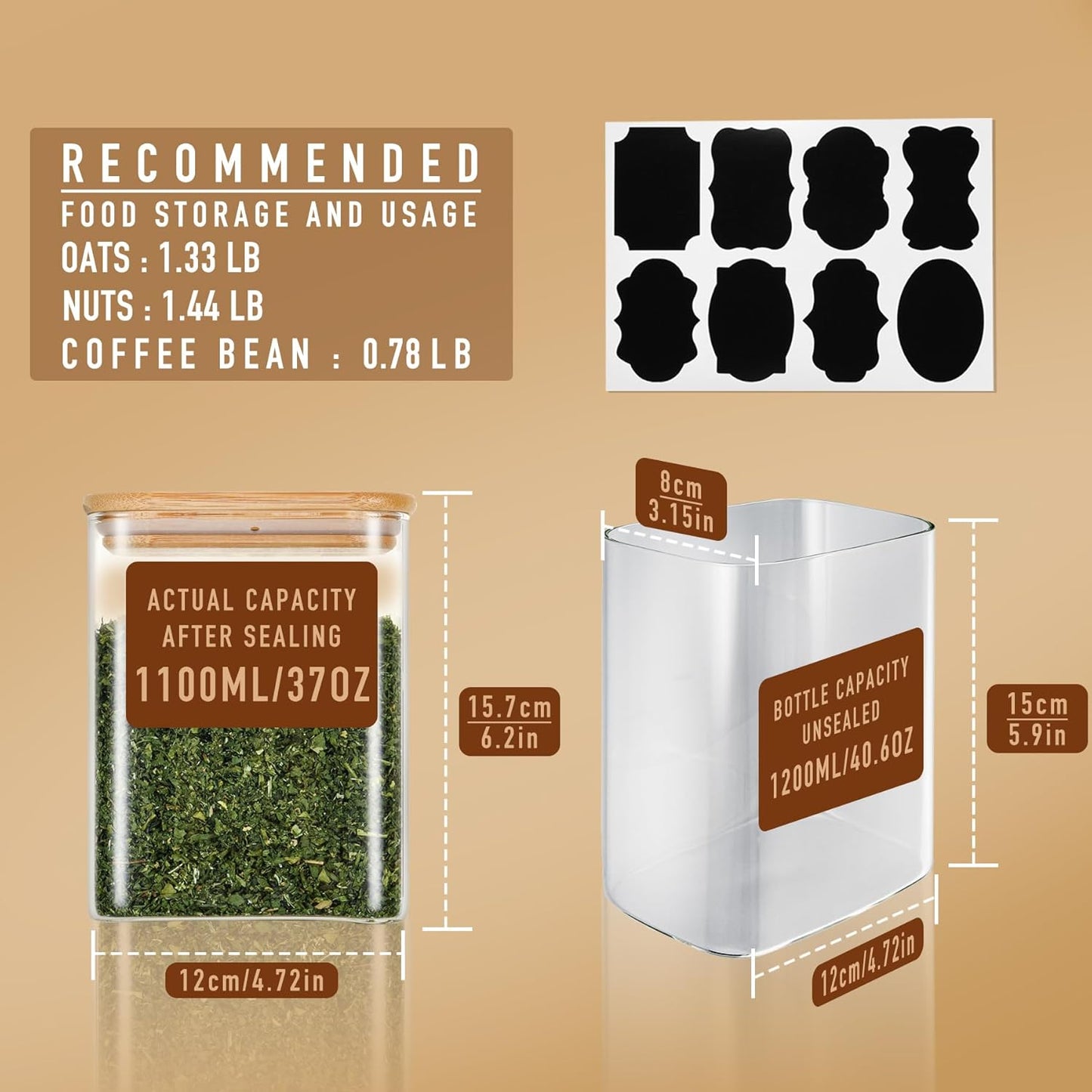 37oz-rectangle-glass-storage-containers-with-bamboo-lids-set-of-4---airtight-food-storage-for-pantry-organization-of-cereal-nuts-snacks-and-coffee-beans-with-black-label-2