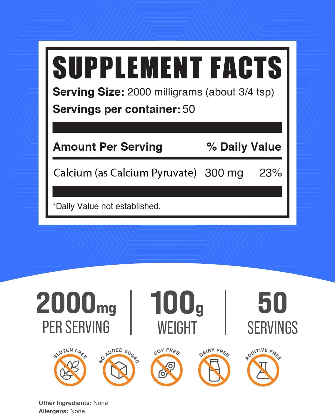 High-Quality Calcium Pyruvate Powder Supplement - 2000mg (300mg Calcium) per Serving - 100 Grams (3.5 oz) - BulkSupplements.com - Espot.com.au
