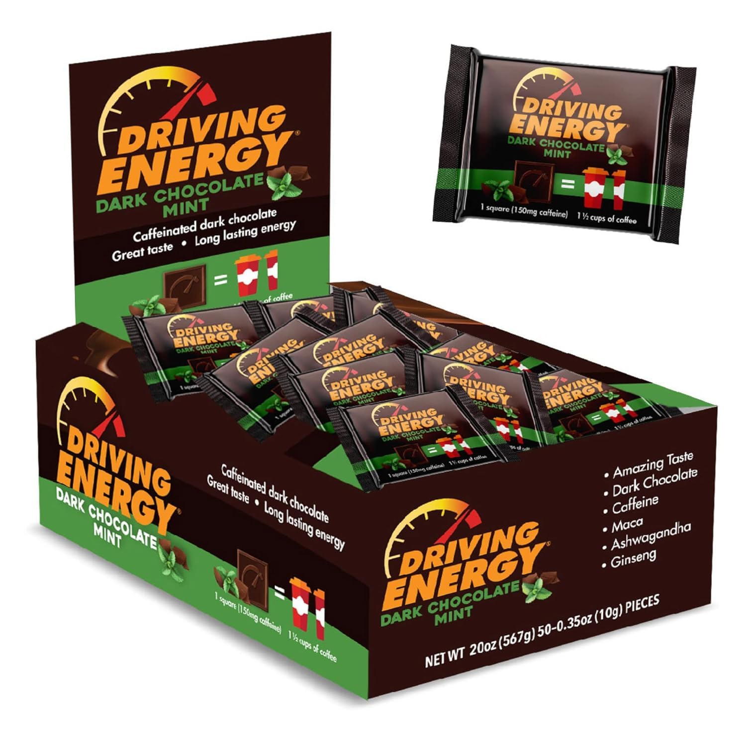zenevo-energy-mint-dark-chocolate-with-caffeine---50-count---boost-energy-for-work-driving-and-sports---no-crash-formula-1