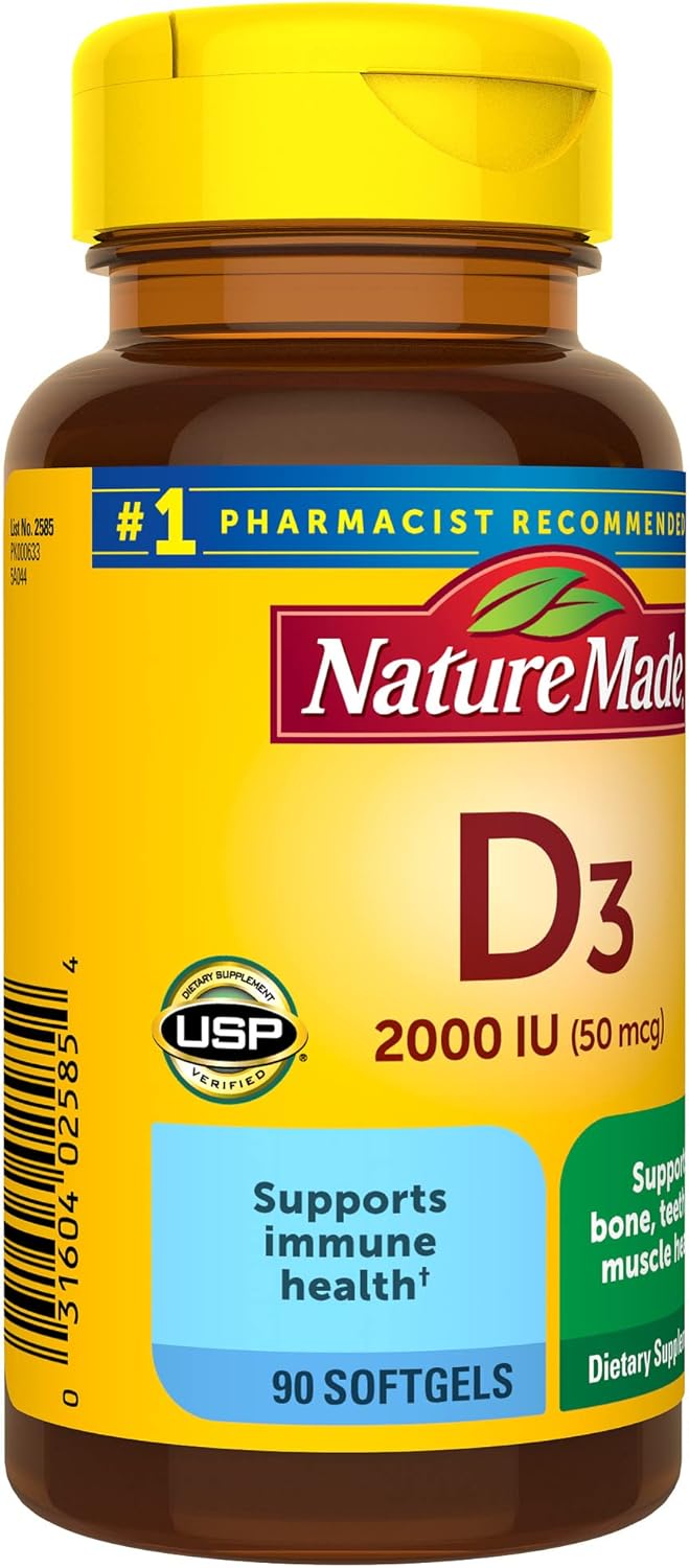 Vitamin D3 2000 IU Softgels for Bone, Teeth, Muscle & Immune Health - 90 Day Supply - Espot.com.au