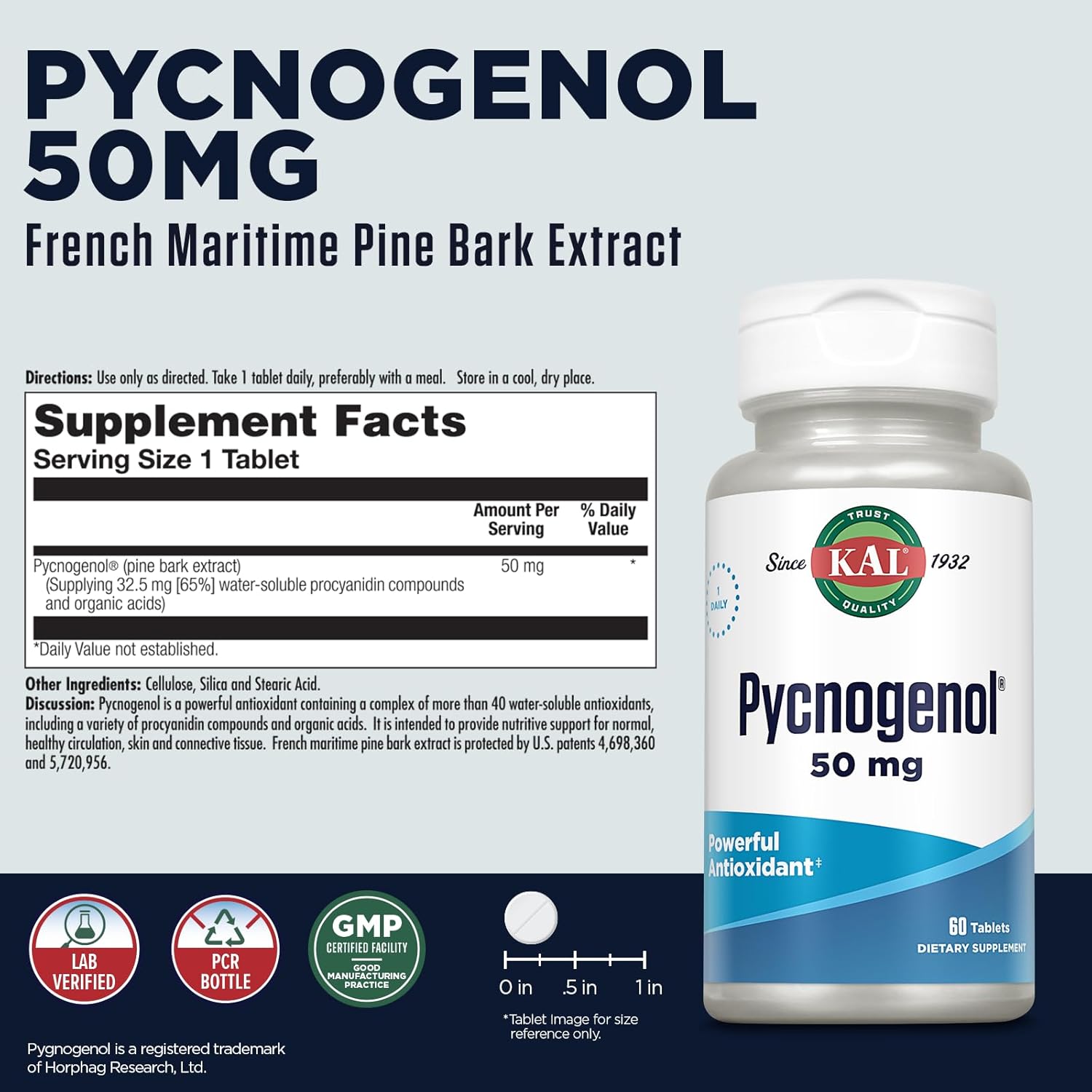 60-count-kal-pycnogenol-tablets---50-mg-strength-for-antioxidant-support-and-cardiovascular-health-2