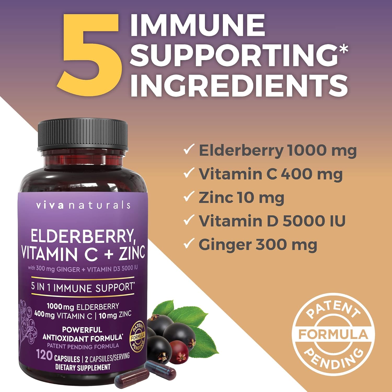 Organic Turmeric Curcumin Supplement Bundle with Elderberry, Vitamin C, Zinc, and Vitamin D3 for Joint, Immune, Heart, and Digestive Support - Espot.com.au