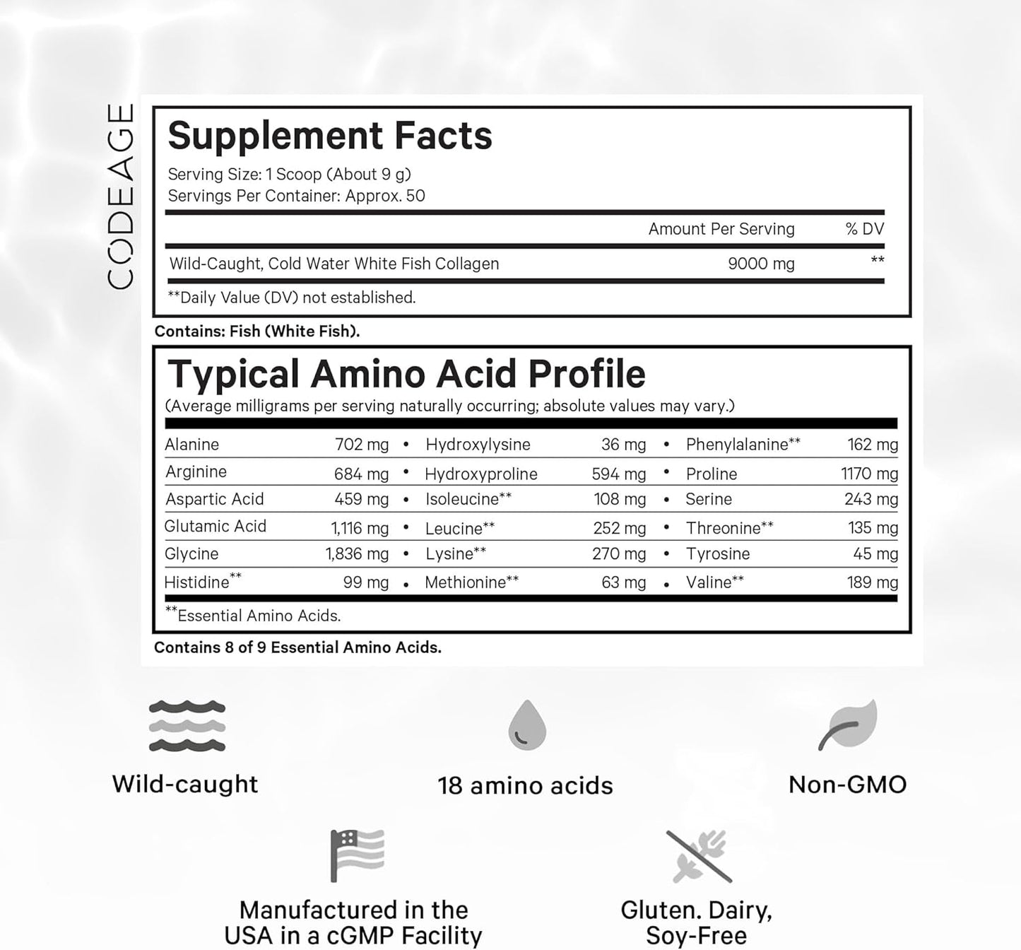 wild-caught-hydrolyzed-fish-collagen-peptides-powder---type-1-3-protein-supplement-for-skin-hair-nails---amino-acids---paleo-friendly---non-gmo---1587-oz-2