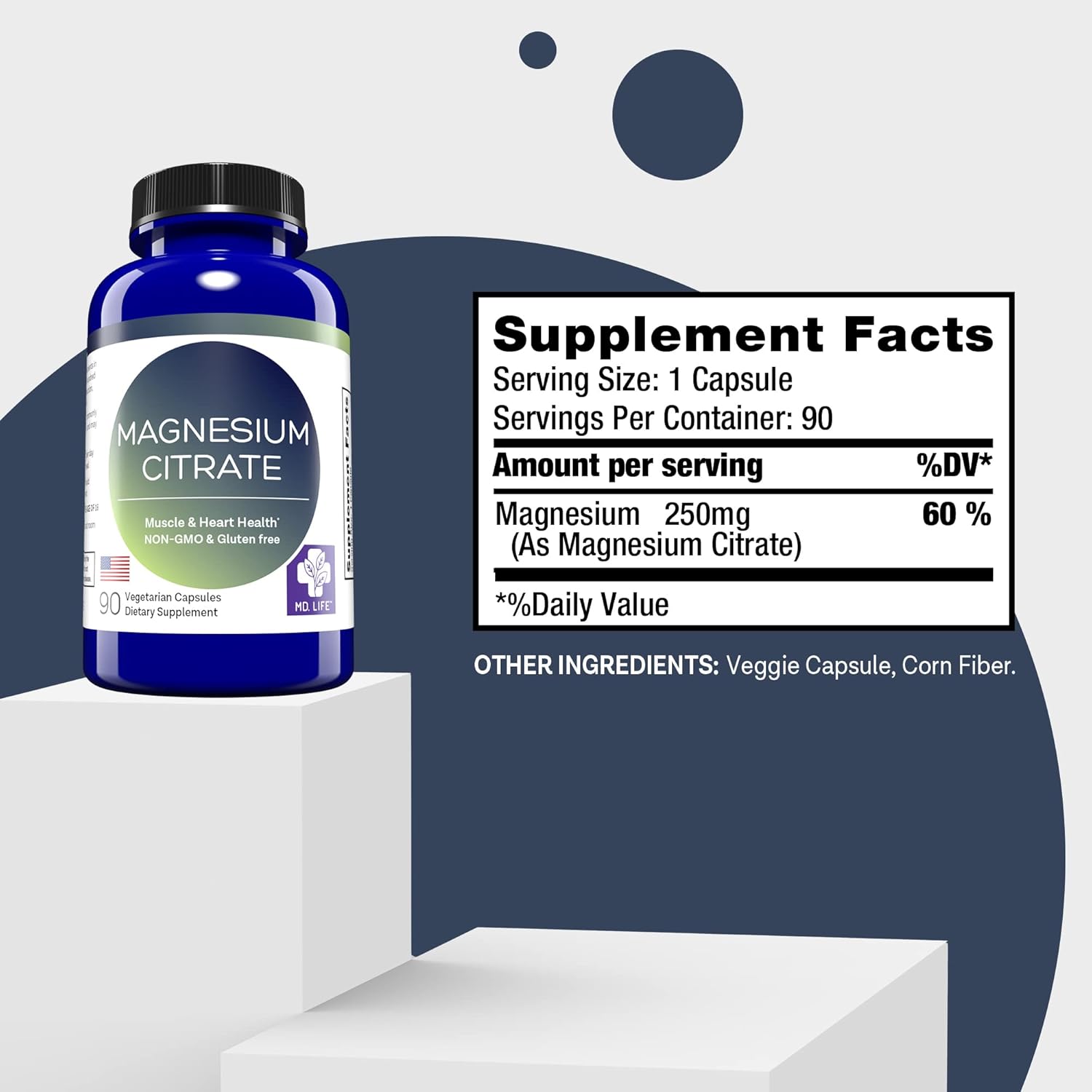 MD.LIFE Magnesium Potassium Supplement - 90 Capsules - Citrate Blend - 90 Count Capsules for Heart Health & Muscle Function - Espot.com.au