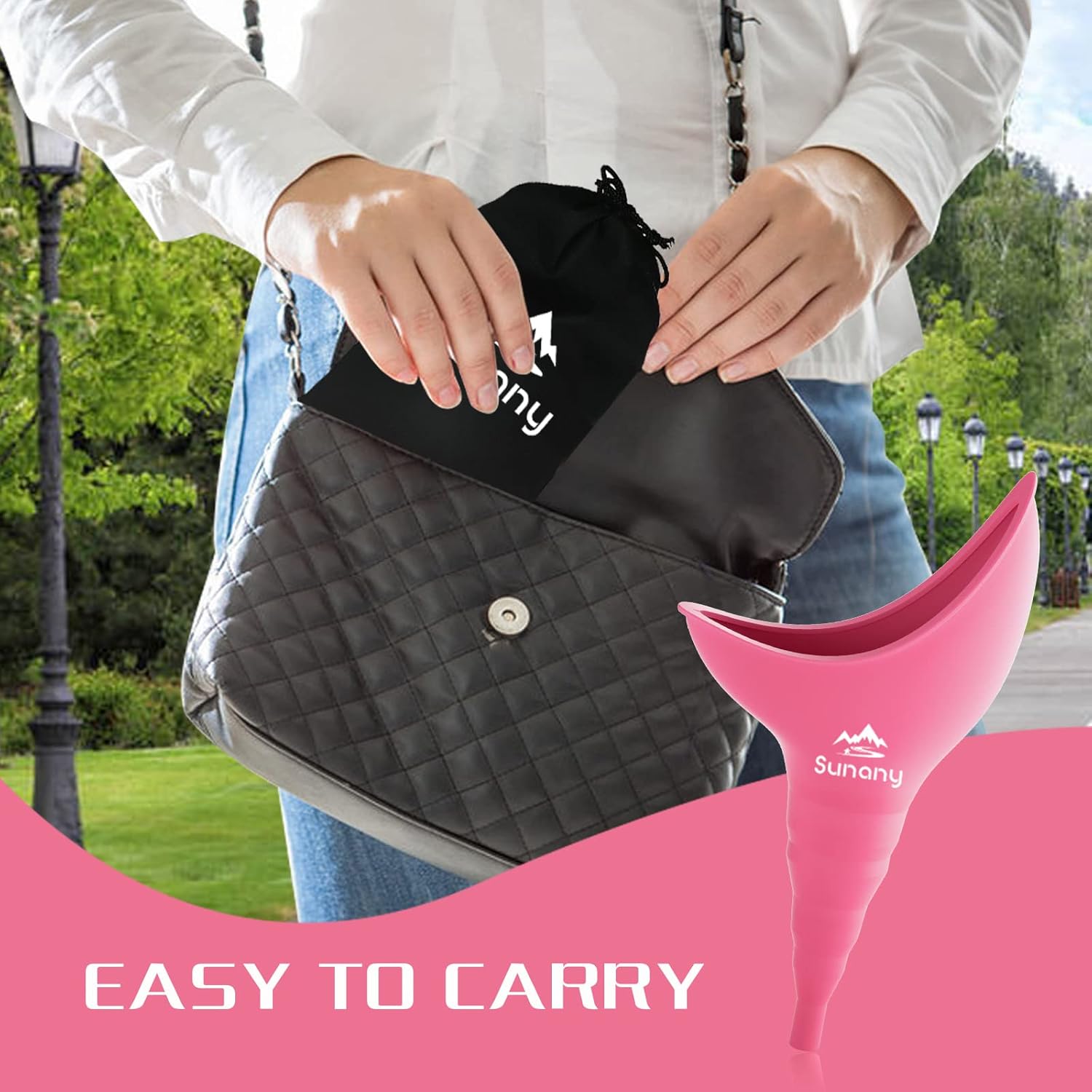 Portable Female Urinal with Silicone Funnel - Reusable, Standing Urinal for Women - Perfect for Camping, Travel, and Outdoor Activities - Pink - Espot.com.au