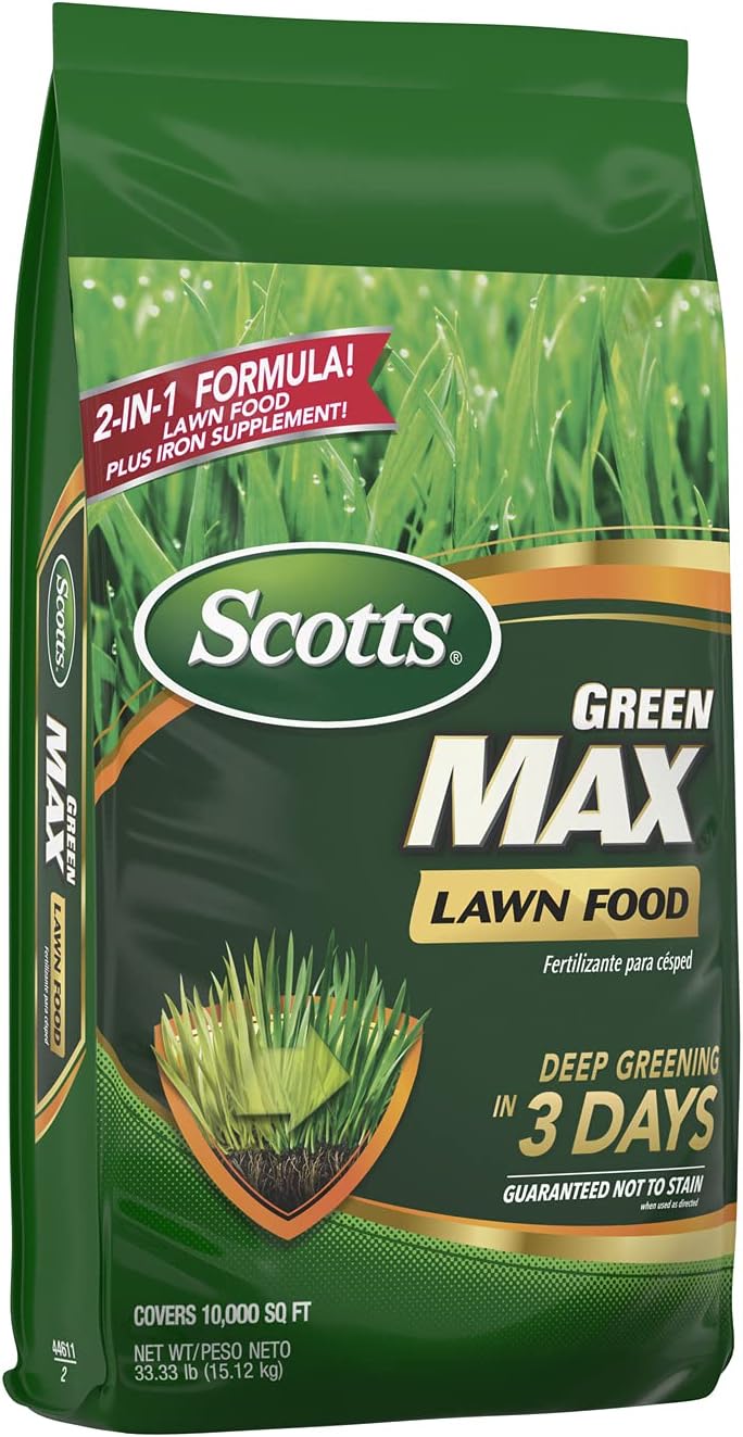 Scotts Green Max Lawn Food with Iron Supplement for Vibrant Greening, 33.33 lbs, 2-Pack - Espot.com.au