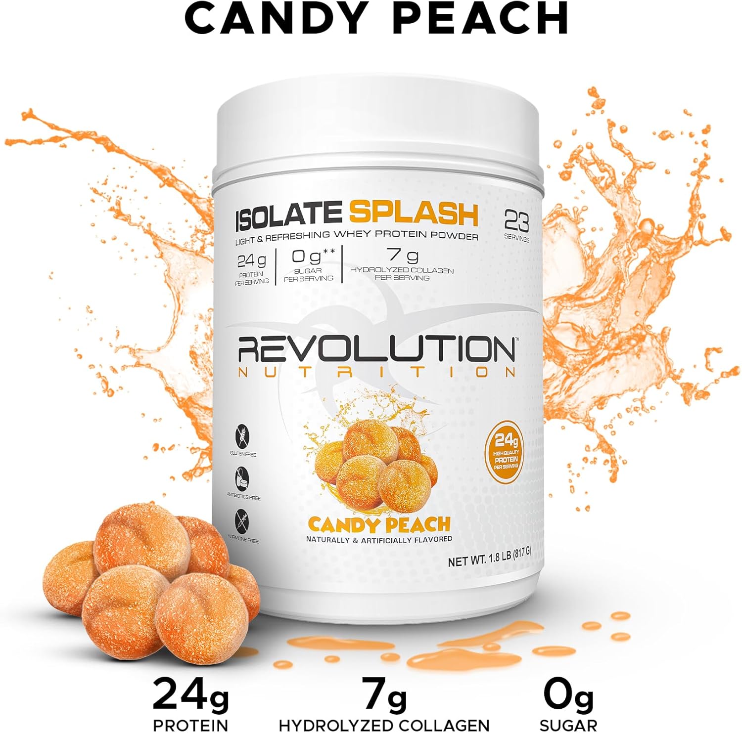 clear-whey-protein-powder---candy-peach-flavor-24g-protein-per-scoop-collagen-infused-zero-sugar-817g-23-servings---revolution-nutrition-isolate-splash-2