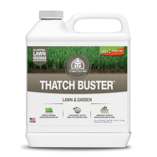 Turf Titan Thatch Buster - Natural Lawn Aerator and Grass Dethatcher - Probiotic Solution for Better Lawn Drainage, Soil Health, and Strength (32oz) - Espot.com.au