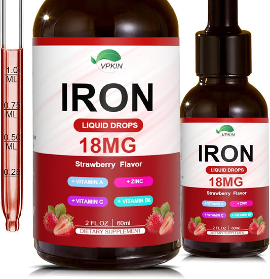 organic-liquid-iron-supplement-for-immune-support---vpkin-iron-complex-with-folate-vitamin-c-b12-for-fast-absorption---vegan-formula-for-women-men---strawberry-flavor-2-fl-oz-1