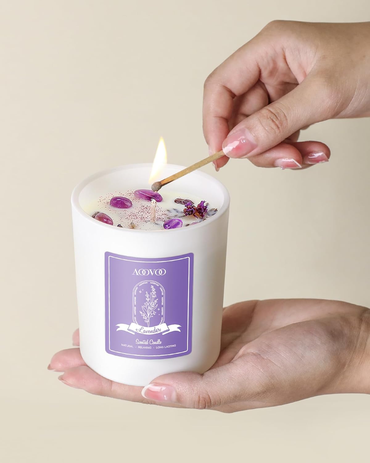 Lavender Scented Crystal Aromatherapy Candle for Women - 10oz Soy Wax Home Scented Candle, Birthday Gift for Mom - Espot.com.au