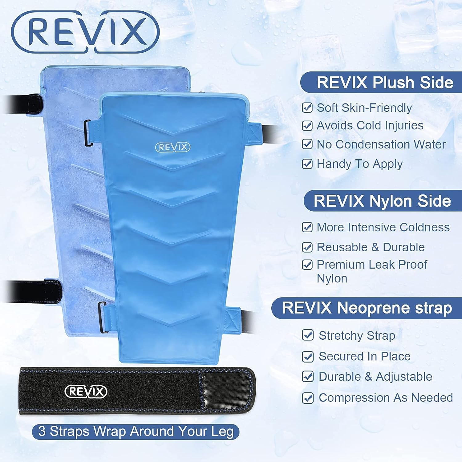 Large Gel Ice Wrap for Leg, Hip, Thigh, Knee - REVIX Reusable Knee Ice Pack Wrap for Injuries and Shin Splint - Espot.com.au
