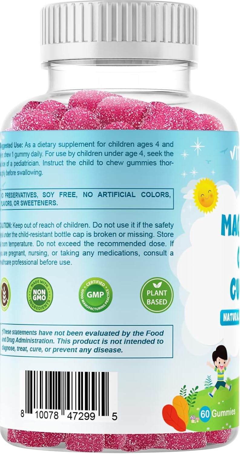Kids Magnesium Calm Gummies - 60 Vegan Count - Promotes Healthy Muscle, Bone, and Energy Support - Delicious Taste - Espot.com.au