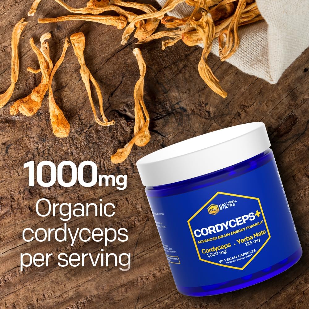 organic-cordyceps-mushroom-capsules-with-yerba-mate-extract-for-brain-energy---60-capsules---1000mg-cordyceps-extract---cognitive-performance-support-3